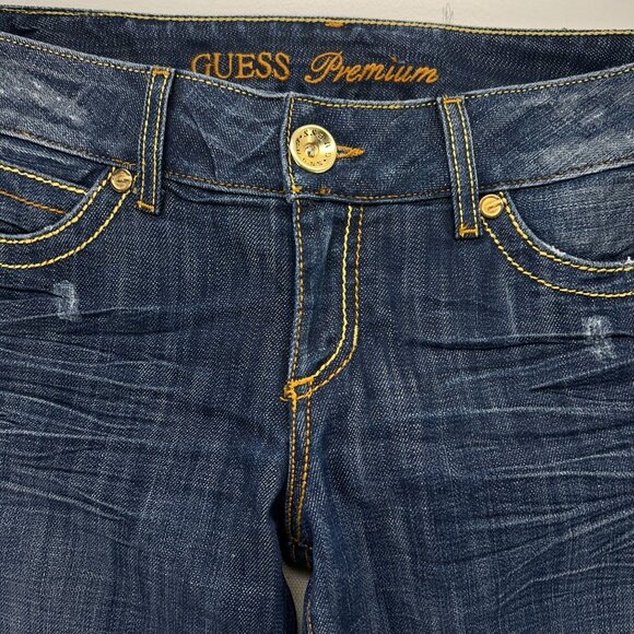 Guess Premium Y2K Vintage Womens Flared Blue Denim Jeans Size 31 Made in USA - Picture 3 of 11